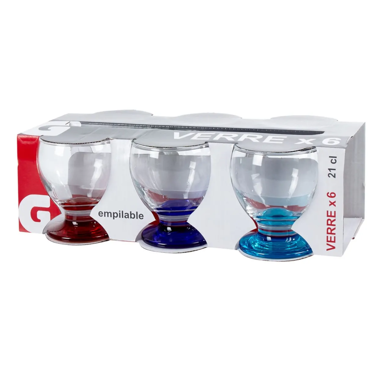 Gifi Verre bas sur pied coloré x6