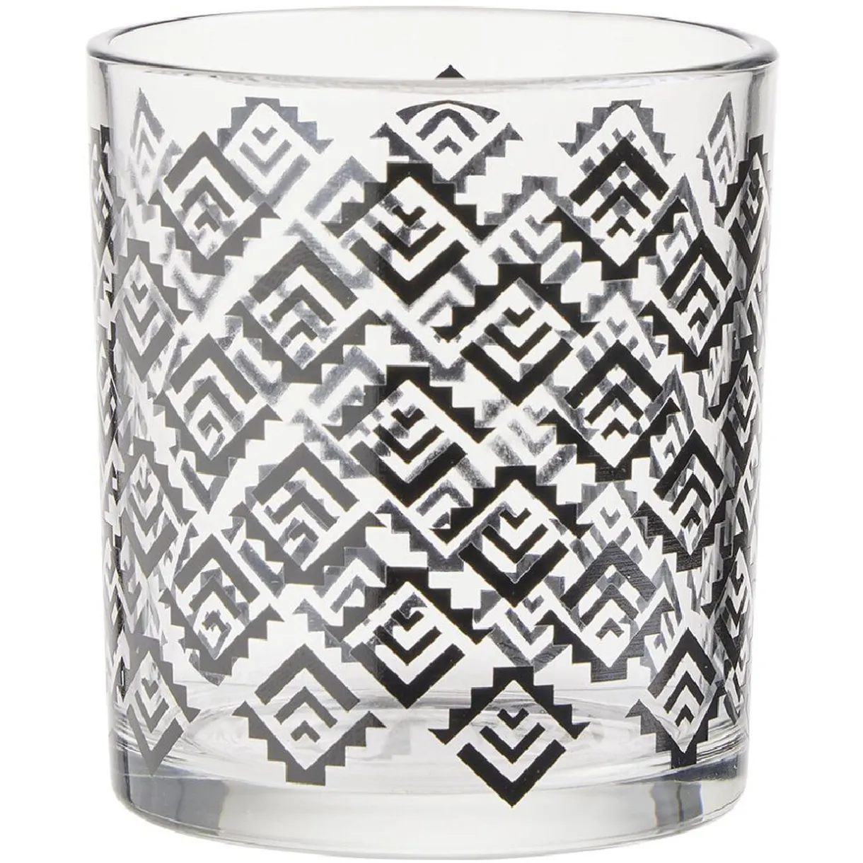Gifi Verre bas transparent motif ethnique noir 25cl x2