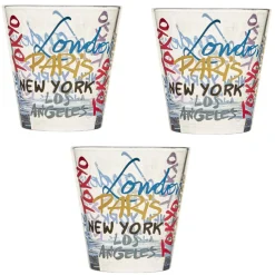 Gifi Verre gobelet transparent déco cities multicolore x 3 Hot