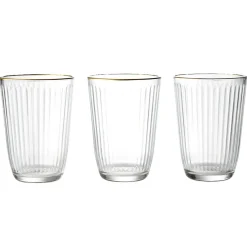 Gifi Verre haut strié bord doré 39,5cl Ø8,5cm H12cm Clearance