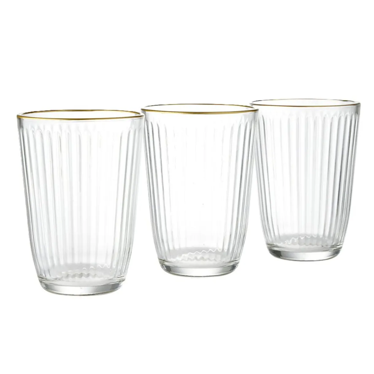 Gifi Verre haut strié bord doré 39,5cl Ø8,5cm H12cm Clearance