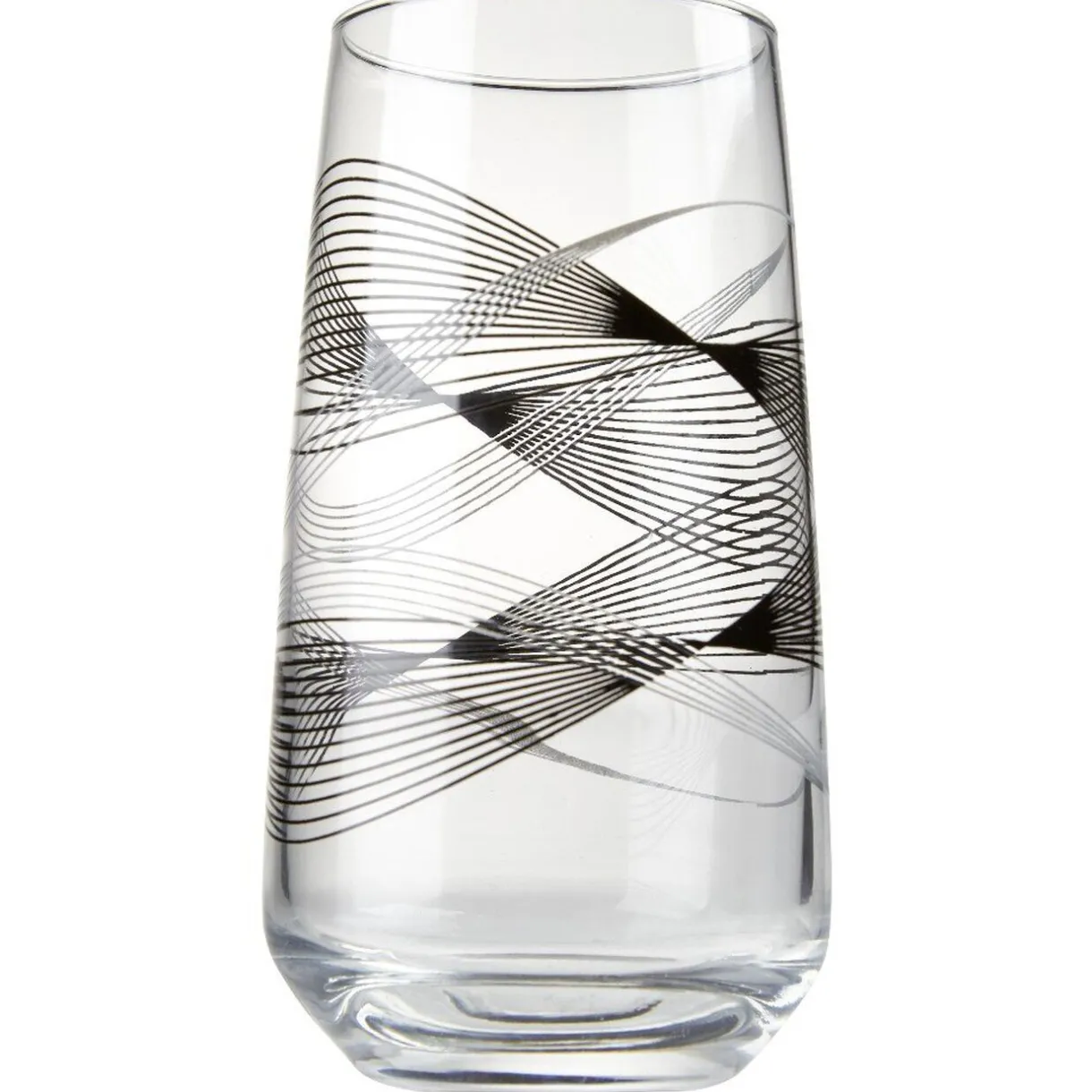 Gifi Verre haut transparent motif graphisme ligne noire 48 cl Outlet