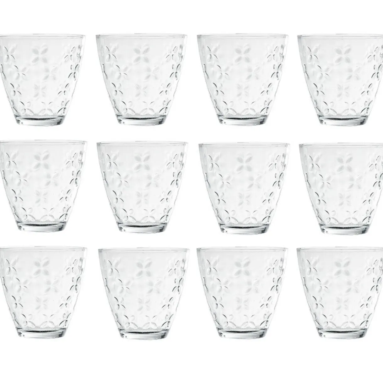 Gifi Verre transparent motif relief fleur x12